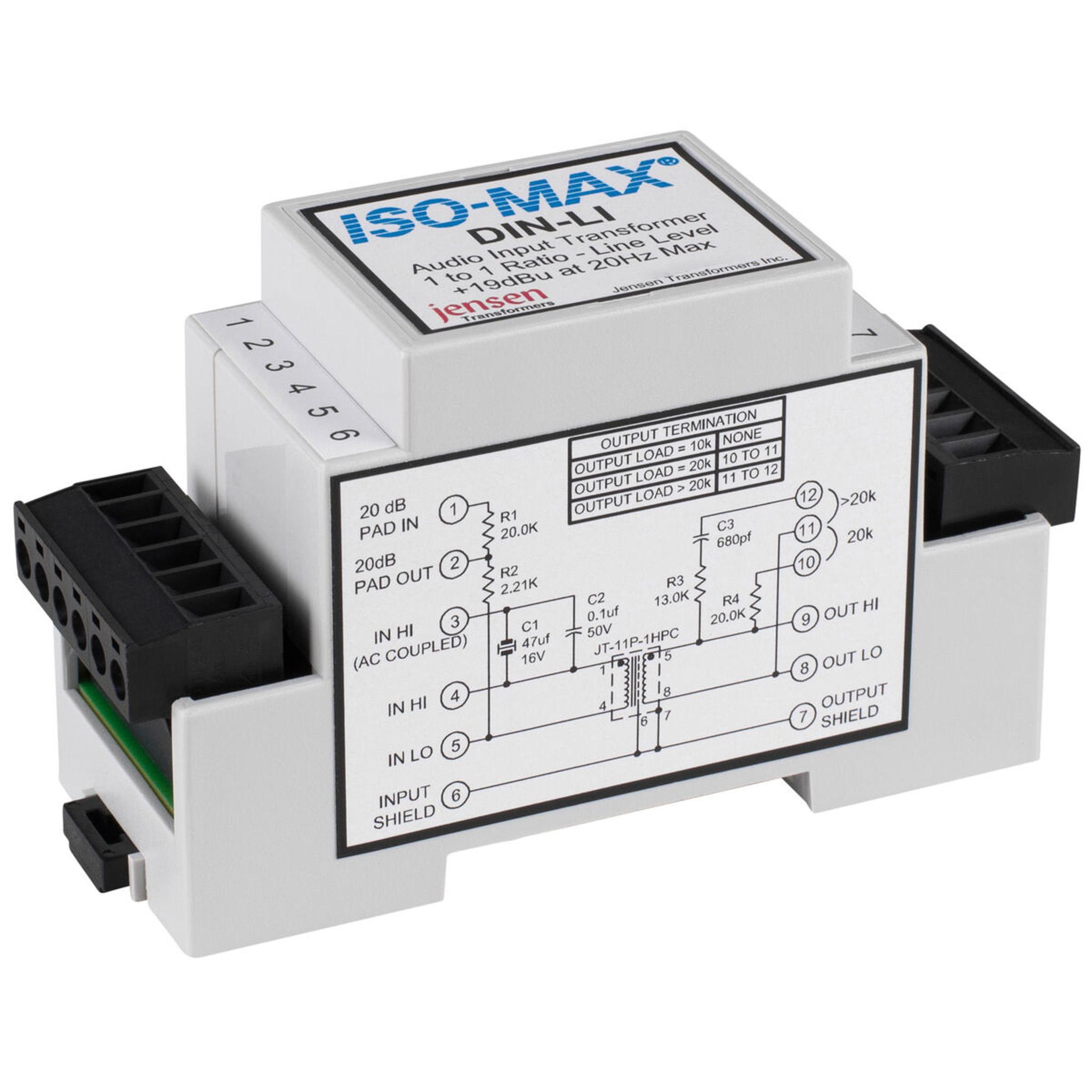 Jensen Iso-Max DIN-LI Single Channel DIN Rail Line Input Isolator